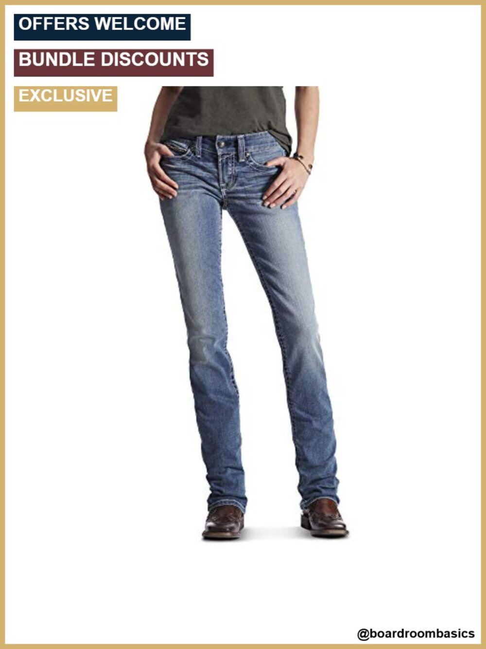 Ariat Mid Rise Stretch Icon Straight Leg Jeans Womens 92% Cotton Stackable